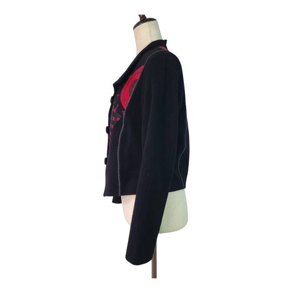 Canvas Backs Black Red Wearable Art Jacket Blazer Wool Silk Cashmere Size Small - Picture 2 of 6